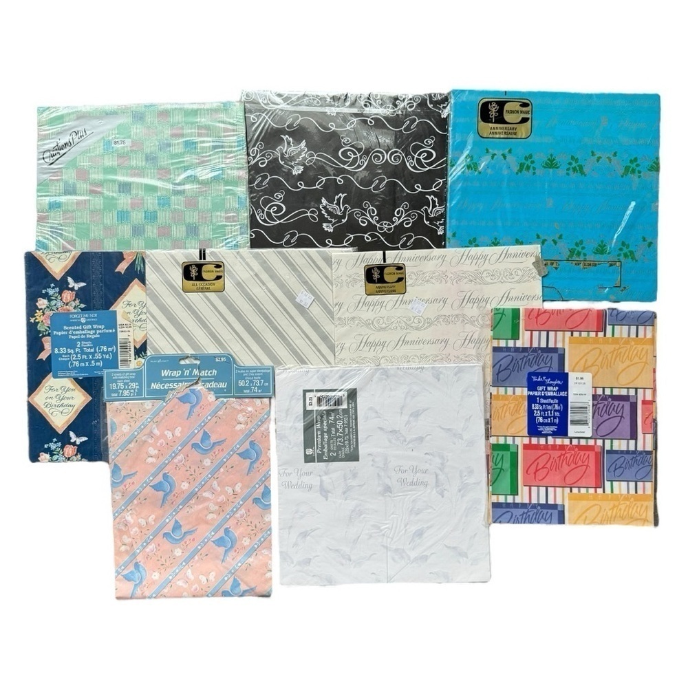 Vintage Gift Wrap Wrapping Paper 70s 80s Birthday Wedding Anniversary Event